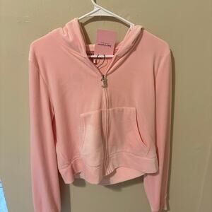 Viral Juicy Couture Tracksuit OG Big Bling Velour Hoodie Whisper Pink XL NWT